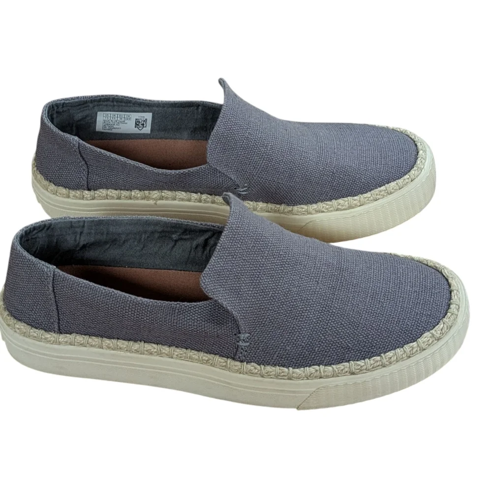 Toms Shade Heritage Canvas Jute Slip On Shoes Size 7.5